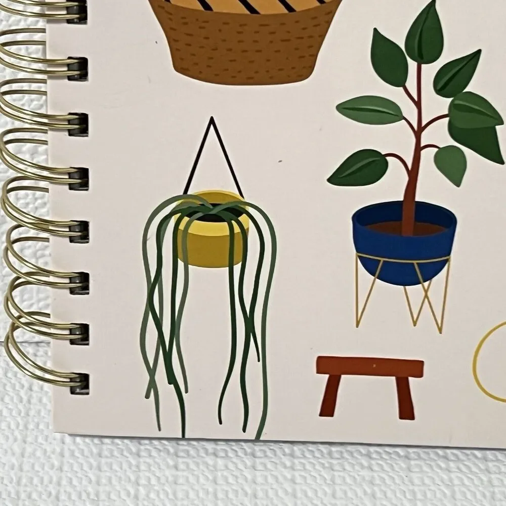 HOME is Where My PLANTS Are Hardcover Spiral Notebook Journal Pink Gold Lined